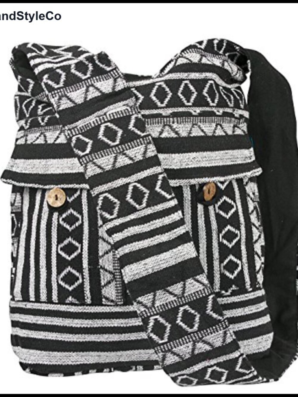 Woven Cotton Boho Crossbody Hobo Bag with Zipper - Roomy Casual Shoulder Bag